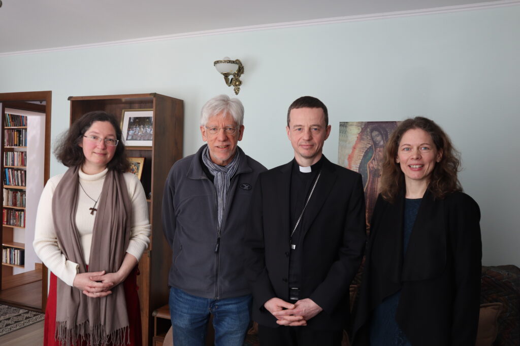John Eibner speaks with Ferenc Fehér, chairman of Caritas Transcarpathia.